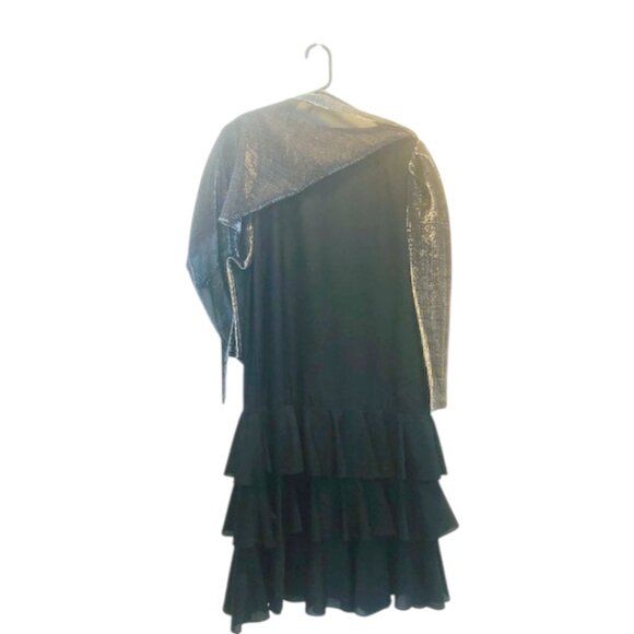 Silver Metallic Black Sheath Dress 14 - Picture 4 of 7